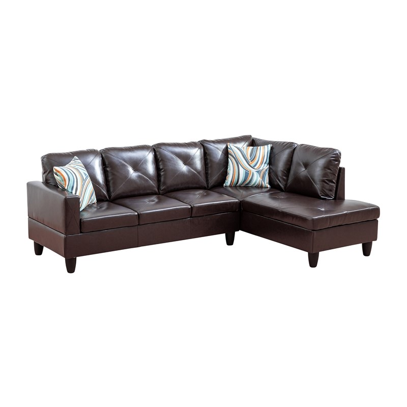 Star Home Living Corp Chris Faux Leather Right Facing Sectional Brown