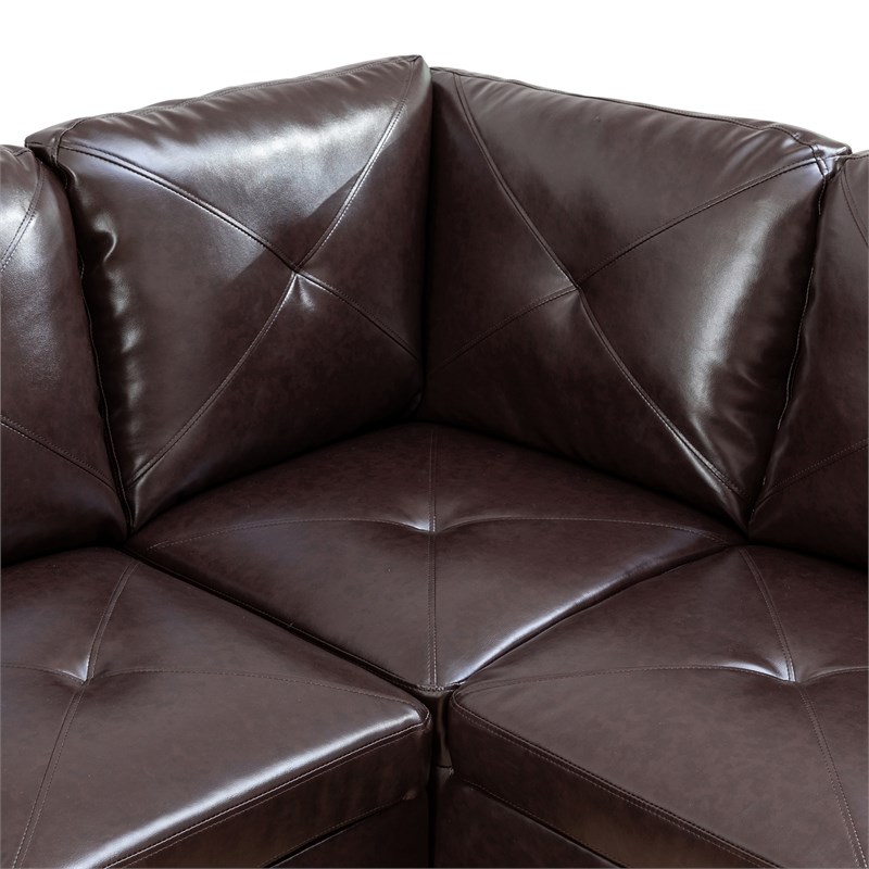 Star Home Living Corp Chris Faux Leather Right Facing Sectional Brown