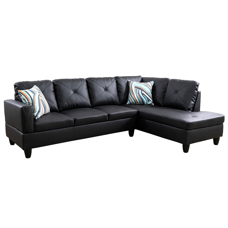 Star Home Living Corp Chris Faux Leather Right Facing Sectional Black