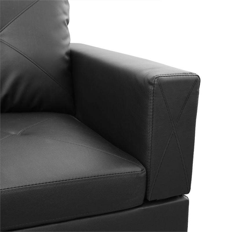 Star Home Living Corp Chris Faux Leather Right Facing Sectional Black