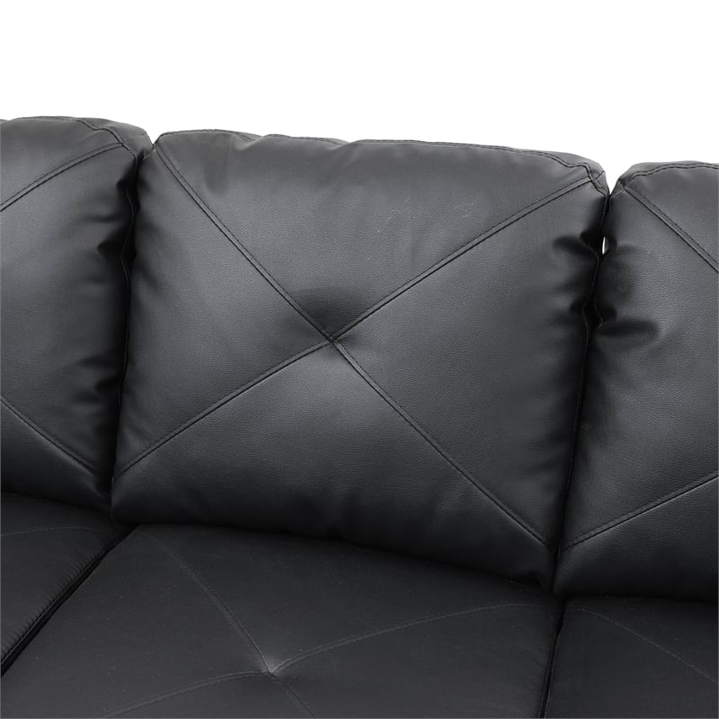 Star Home Living Corp Chris Faux Leather Right Facing Sectional Black