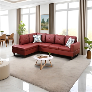 Star Home Living Corp Chris Faux Leather Left Facing Sectional Red
