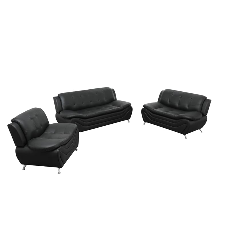 Beverly Fine Furniture 3 Piece Set Multicolor Black   Faux Leather
