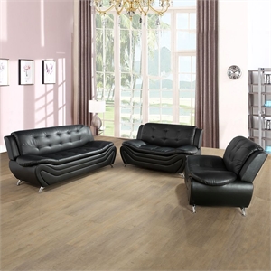 Beverly Fine Furniture 3 Piece Set Multicolor Black   Faux Leather