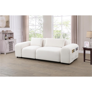 Cucan Living Room Loveseat 5501-white  Microfiber 2-Piece Sofa Set