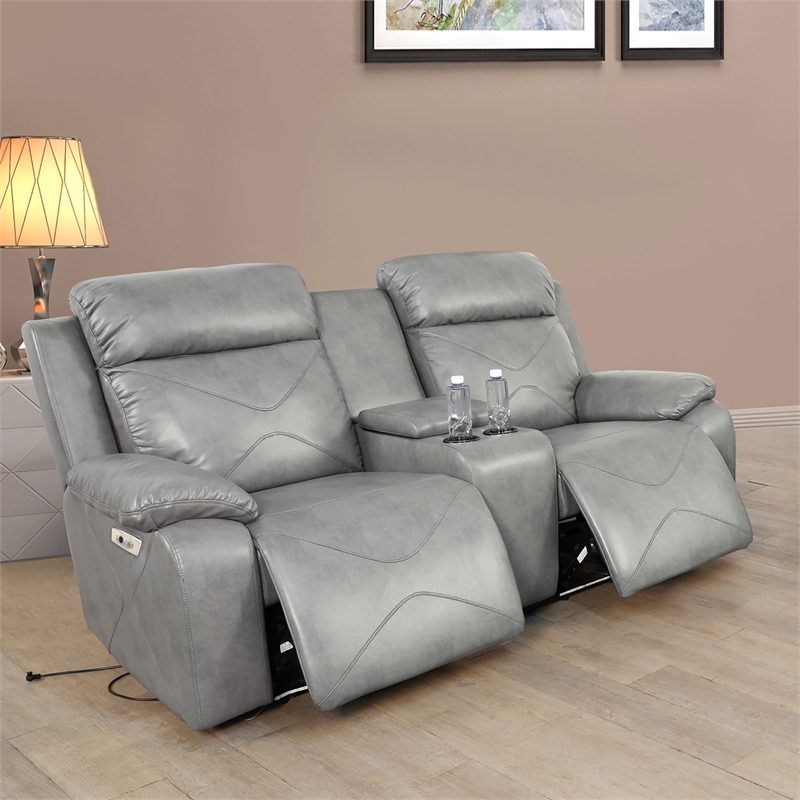 Condio Living Room Recliner Set Loveseat and Sofa Gray