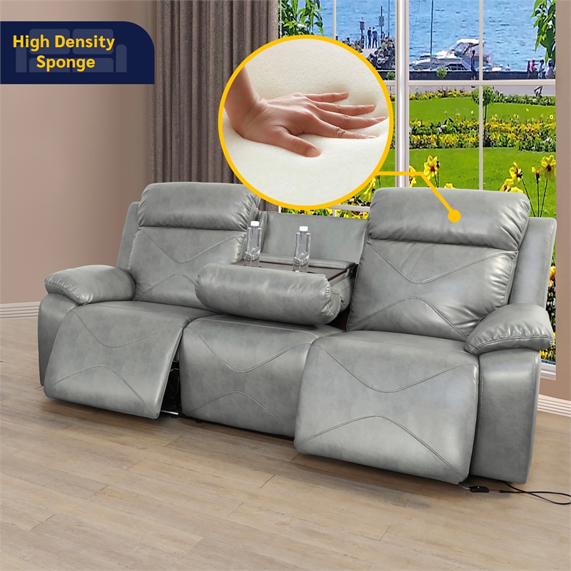 Condio Living Room Recliner Set Loveseat and Sofa Gray