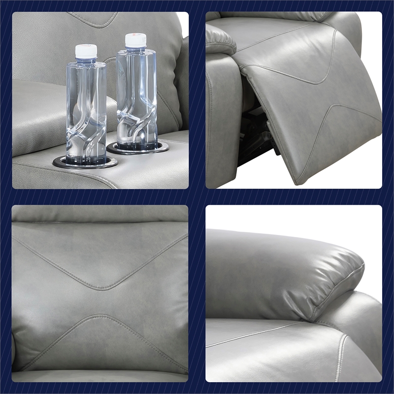 Condio Living Room Recliner Set Loveseat and Sofa Gray