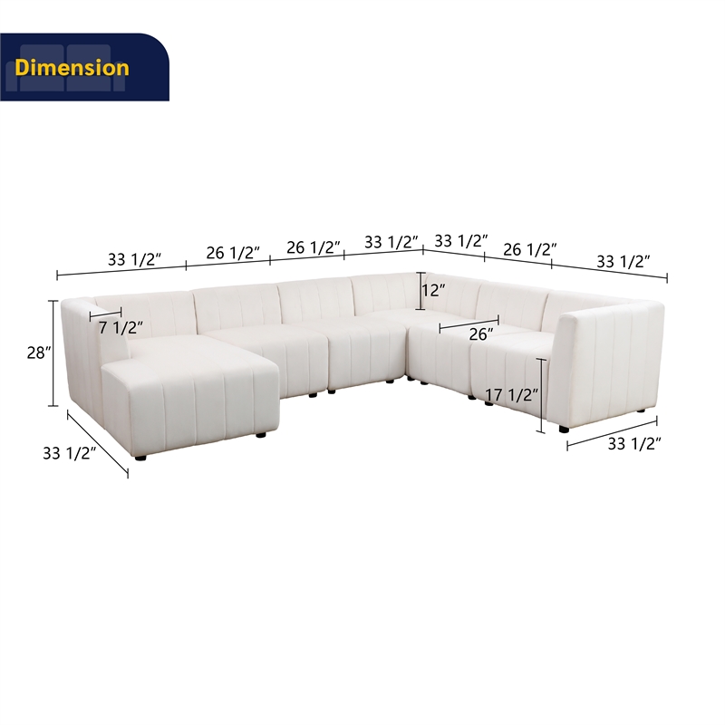 Rockport Modular White Microfiber 6-Piece Living Room Sofa Set