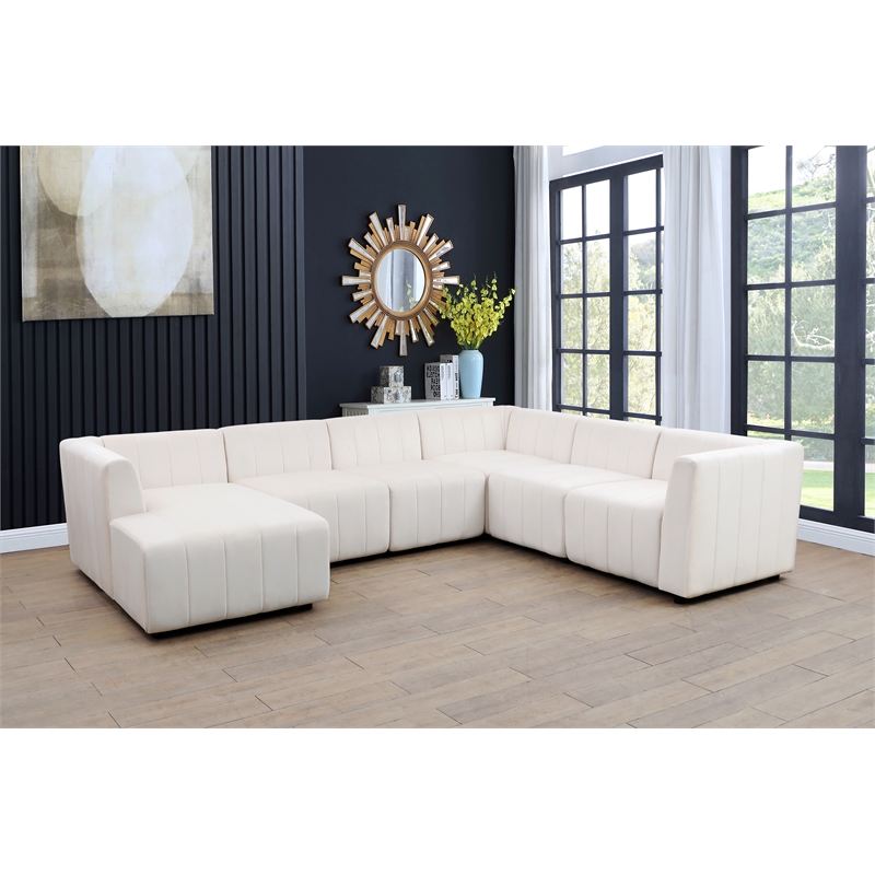 Rockport Modular White Microfiber 6-Piece Living Room Sofa Set