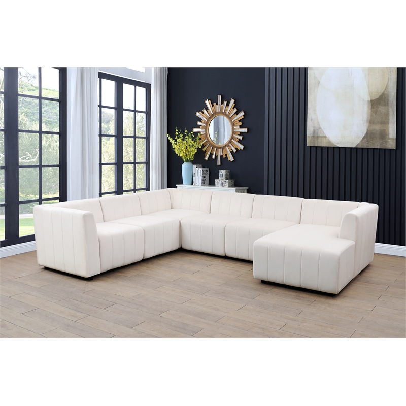Rockport Modular White Microfiber 6-Piece Living Room Sofa Set