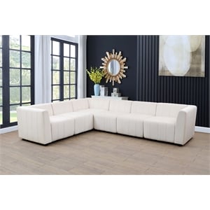 Rockport Modular White Microfiber 6-Piece Living Room Sofa Set