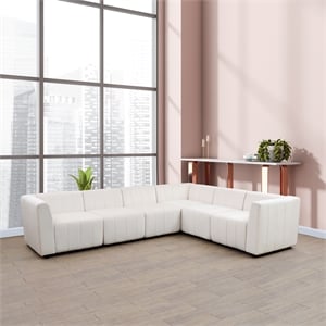 Rockport Modular White Microfiber 6-Piece Living Room Sofa Set