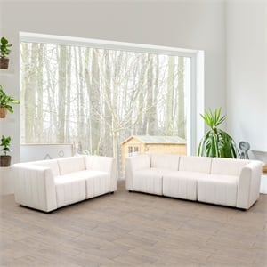 Rockport Modular White Microfiber 5-Piece Living Room Sofa Set