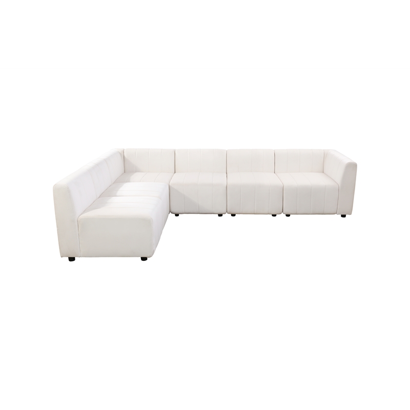 Rockport Modular White Microfiber 6-Piece Living Room Sofa Set