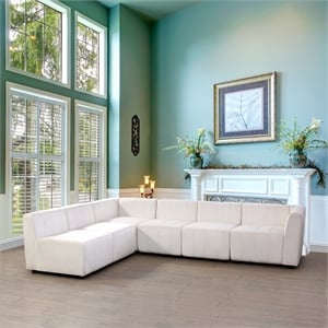 Rockport Modular White Microfiber 6-Piece Living Room Sofa Set