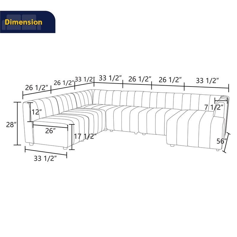 Rockport Modular White Microfiber 6-Piece Living Room Sofa Set
