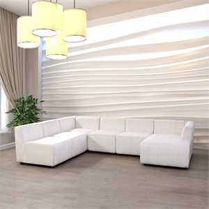 Rockport Modular White Microfiber 6-Piece Living Room Sofa Set