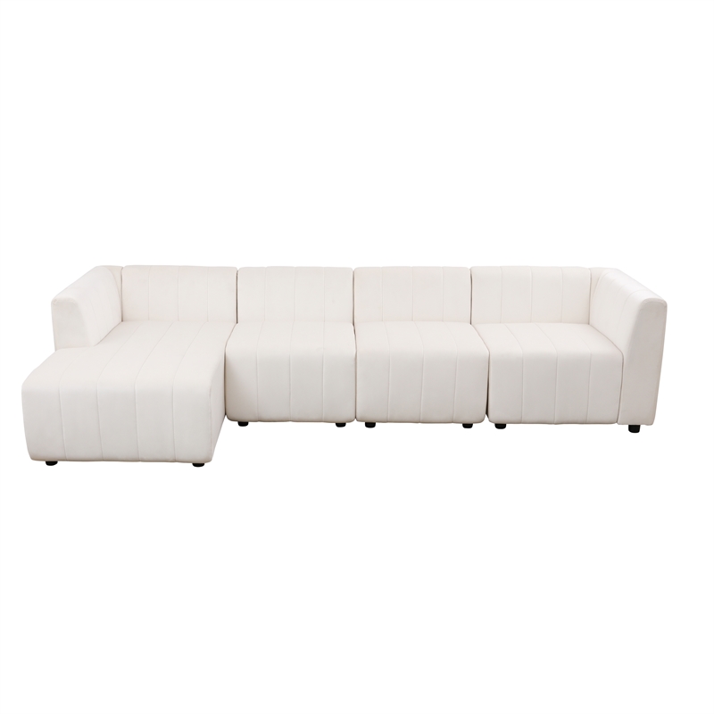 Rockport Modular White Microfiber 4-Piece Living Room Sofa Set