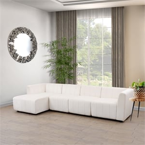 Rockport Modular White Microfiber 4-Piece Living Room Sofa Set