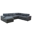 Plush Dark Grey Corduroy Sofa Set with Right Armchair and Recliner