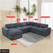 Plush Dark Grey Corduroy Sofa Set with Right Armchair and Recliner