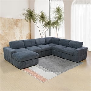 Plush Dark Grey Corduroy Sofa Set with Right Armchair and Recliner