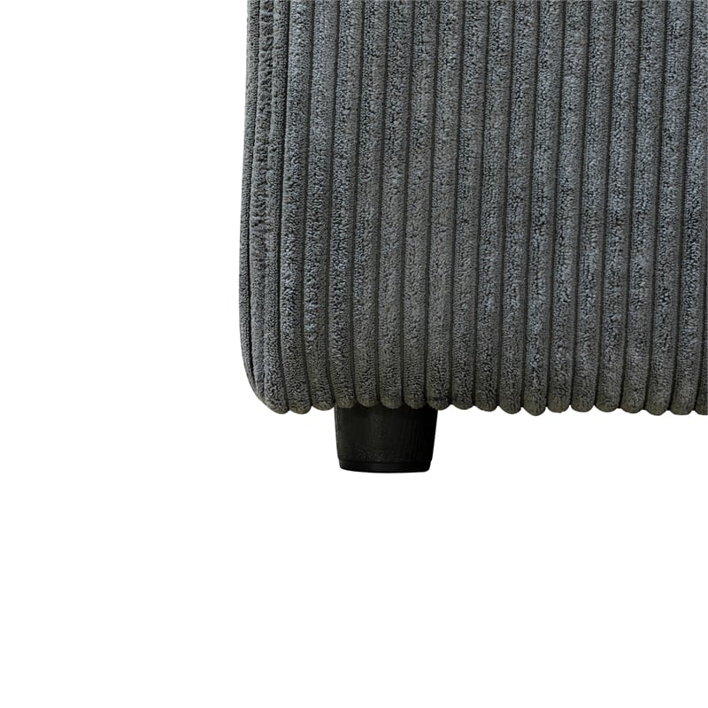Plush Dark Grey Corduroy Sofa Set with Ottoman