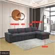 Dark Grey Corduroy 5-Piece Living Room Sofa Set Left Armchair and Recliner