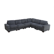 Dark Grey Corduroy 7-Piece Living Room Sofa Set with Ottoman