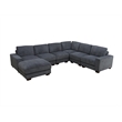 Dark Grey Corduroy 7-Piece Living Room Sofa Set with Ottoman