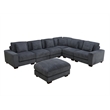Dark Grey Color Corduroy 7-Piece Living Room Sofa Set with Ottoman