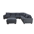 Dark Grey Color Corduroy 7-Piece Living Room Sofa Set with Ottoman