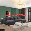 Dark Grey Color Corduroy 6-Piece Living Room Sofa Set with 2 Ottoman