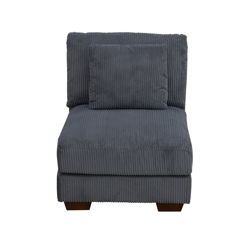 Dark Grey Color Corduroy 6-Piece Living Room Sofa Set with 2 Ottoman