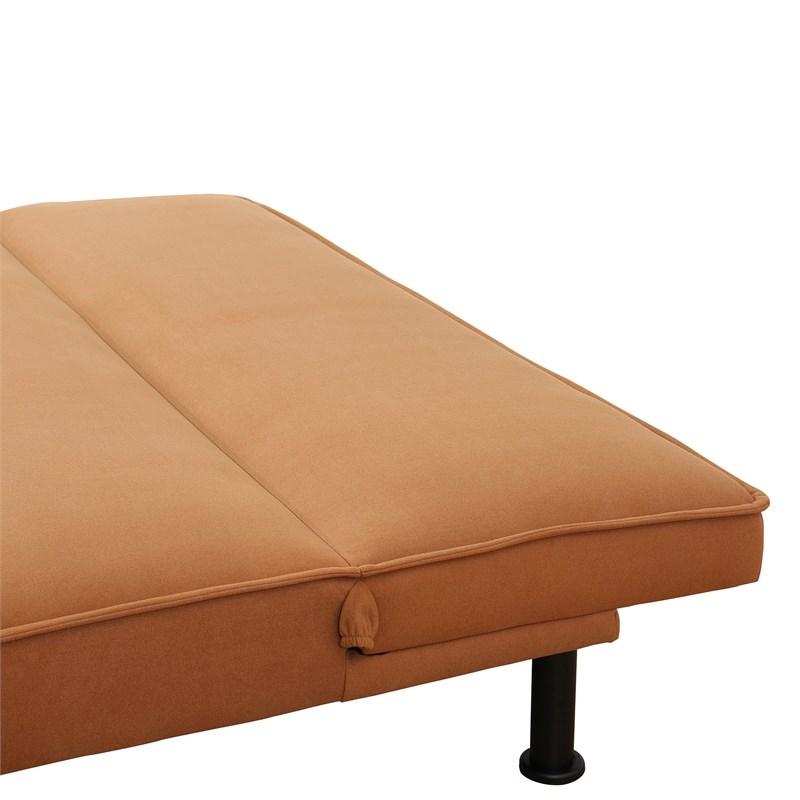 Light Coffee Flannel Sofa Bed with Metal Legs