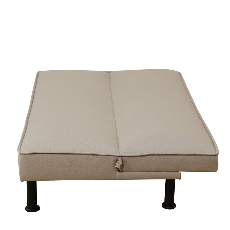 Khaki Flannel Sofa Bed with Metal Legs