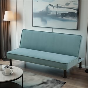 Green Fannel Living Room Sofa bed with Metal Legs
