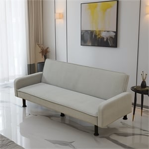 Grey Flannel Living Room Sofa bed with Metal Legs