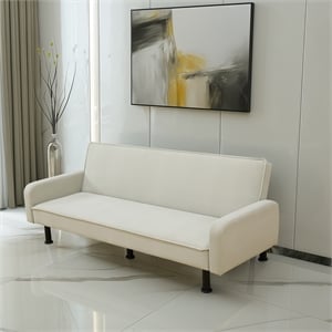 Light Grey Flannel Living Room Sofa bed with Metal Legs