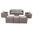 Living Source International 9 Piece Wicker / Rattan Sectional Set in Taupe/Gray