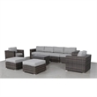 Living Source Intl 9-Piece Wicker / Rattan Sectional Set w/ Cushions in Espresso