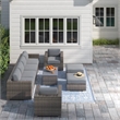 Living Source Intl 9-Piece Wicker / Rattan Sectional Set w/ Cushions in Gray