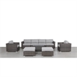 Living Source Intl 9-Piece Wicker / Rattan Sectional Set w/ Cushions in Gray