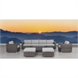 Living Source Intl 9-Piece Wicker / Rattan Sectional Set w/ Cushions in Gray