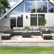 Living Source Intl 9-Piece Wicker / Rattan Sectional Set w/ Cushions in Gray