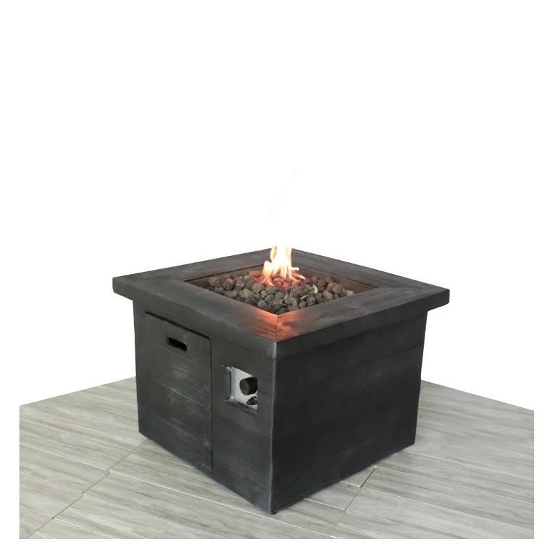 Living Source International Stone Propane/Natural Gas Fire Pit Table in Gray