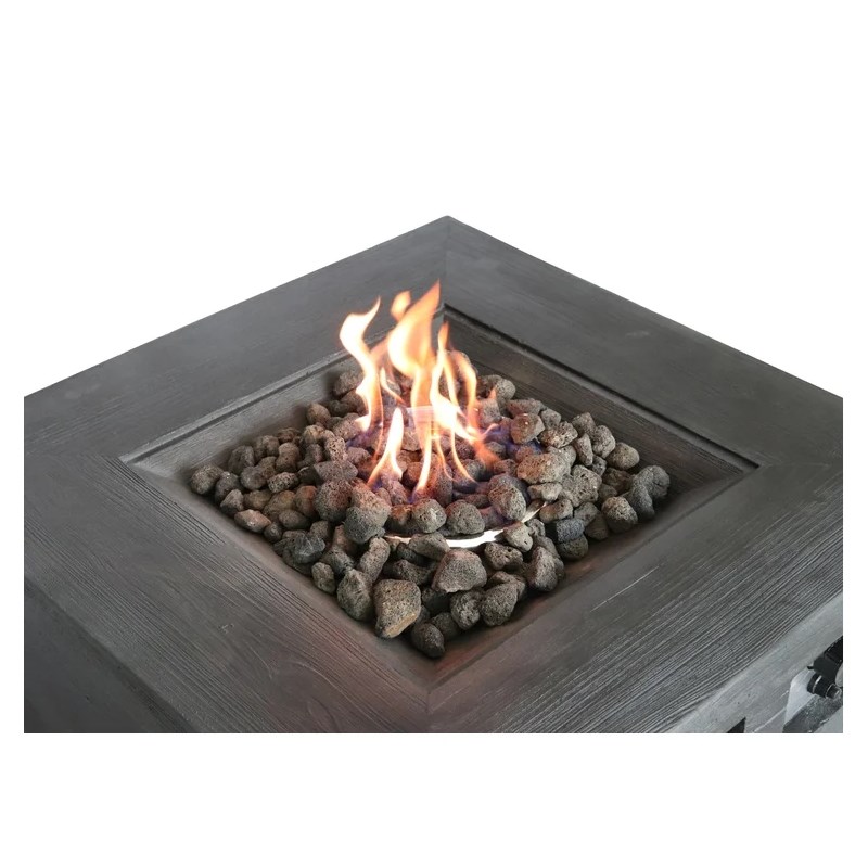 Living Source International Stone Propane/Natural Gas Fire Pit Table in Gray
