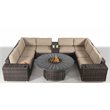 Living Source International 12-Piece Wicker Sectional Set w/Cushions in Beige