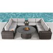 Living Source International 12-Piece Wicker Sectional Set w/Cushions - Espresso